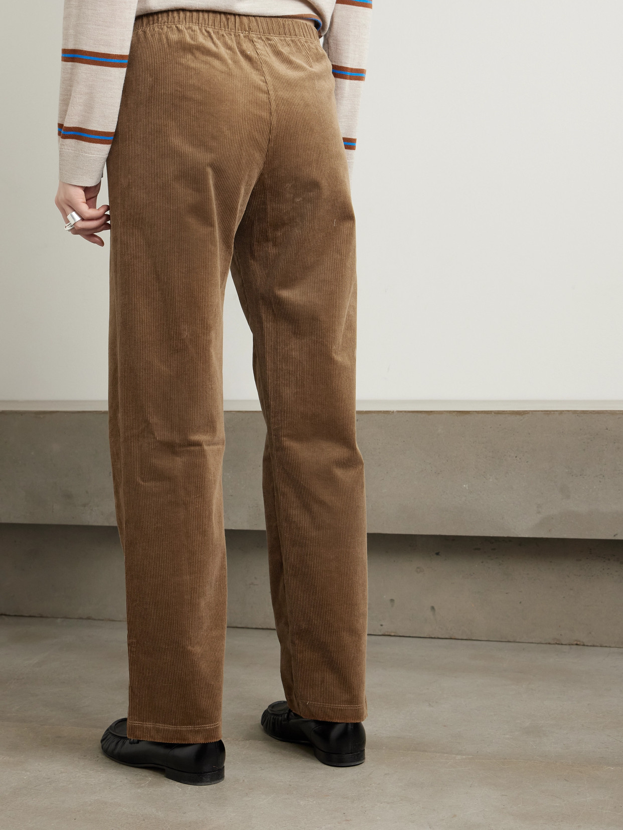 LESET STRETCH-COTTON CORDUROY STRAIGHT-LEG PANTS