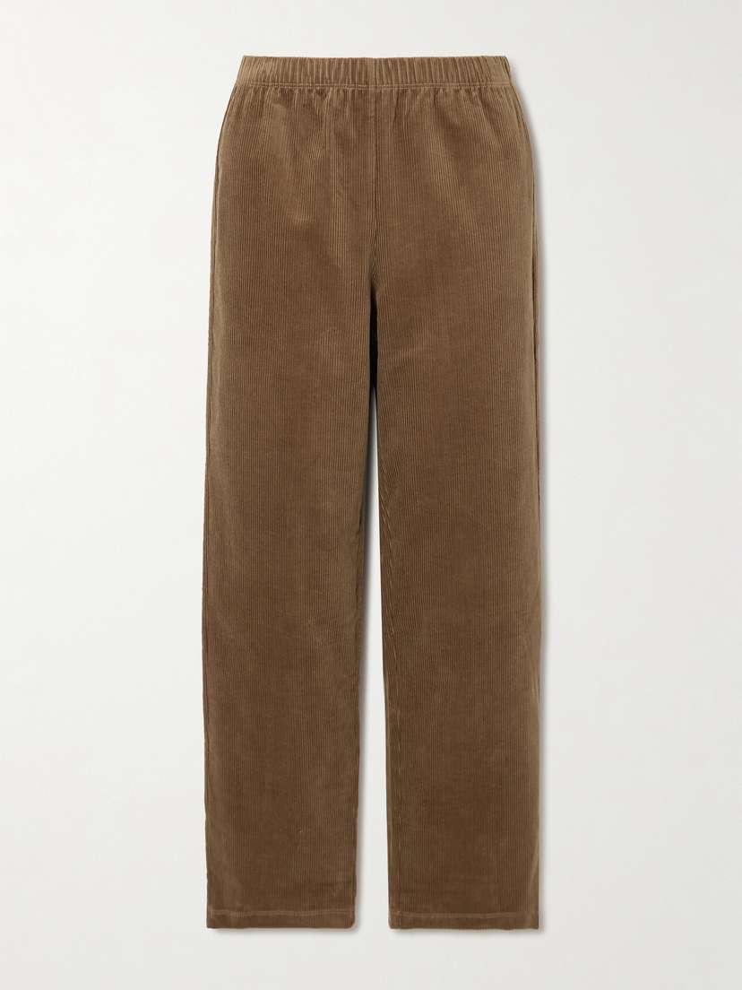 LESET Stretch-cotton Corduroy Straight-leg Pants