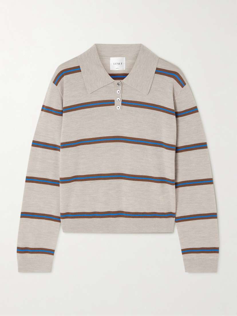 LESET James Striped Mélange Merino Wool Sweater