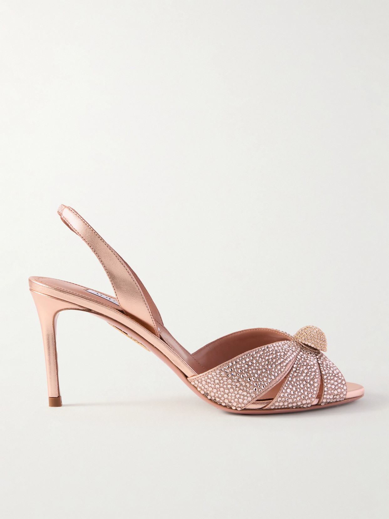 Aquazzura Italian Flirt 75 Crystal-embellished Sandals In Pink