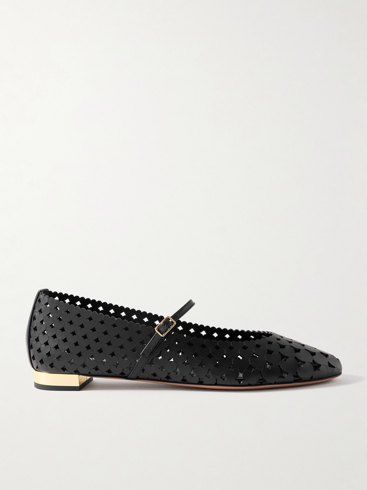 Aquazzura Amourose Cutout Leather Ballet Flats In Black