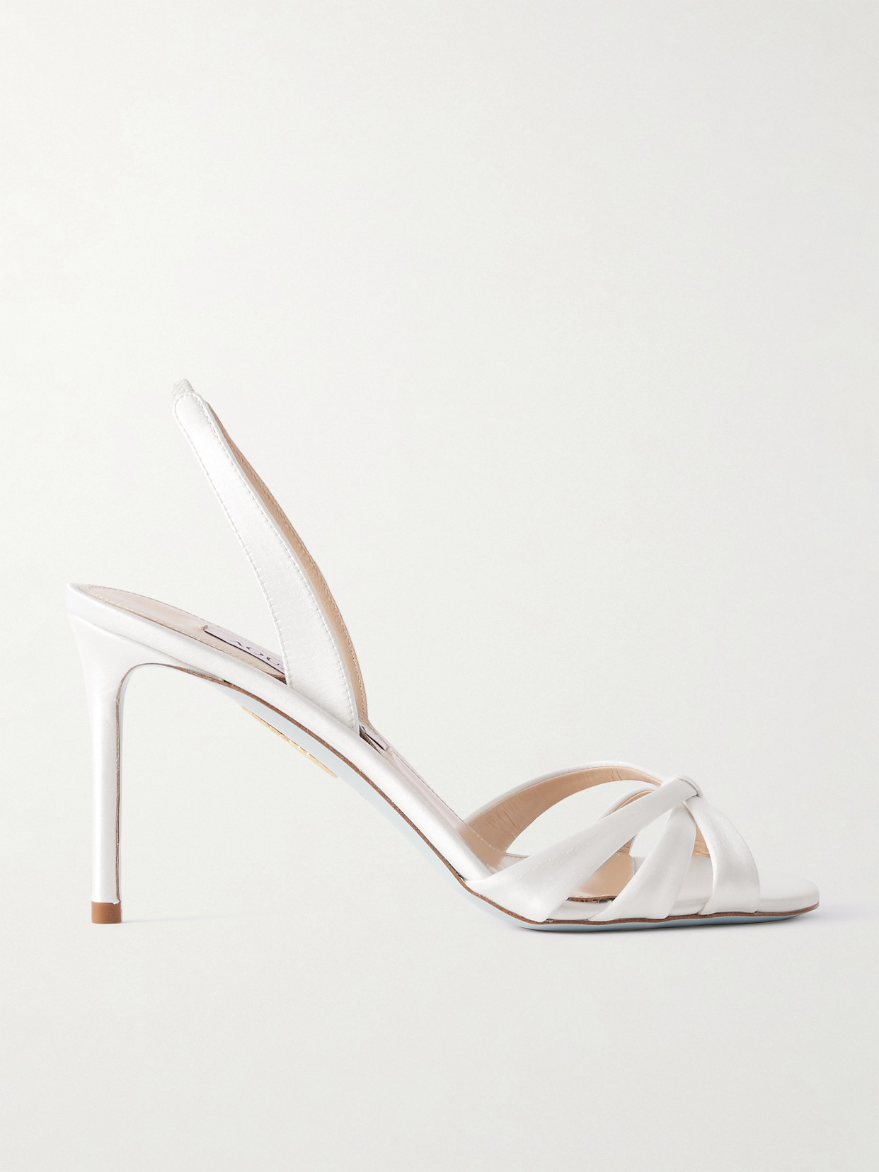 Aquazzura Tati 85 Satin Slingback Sandals In White