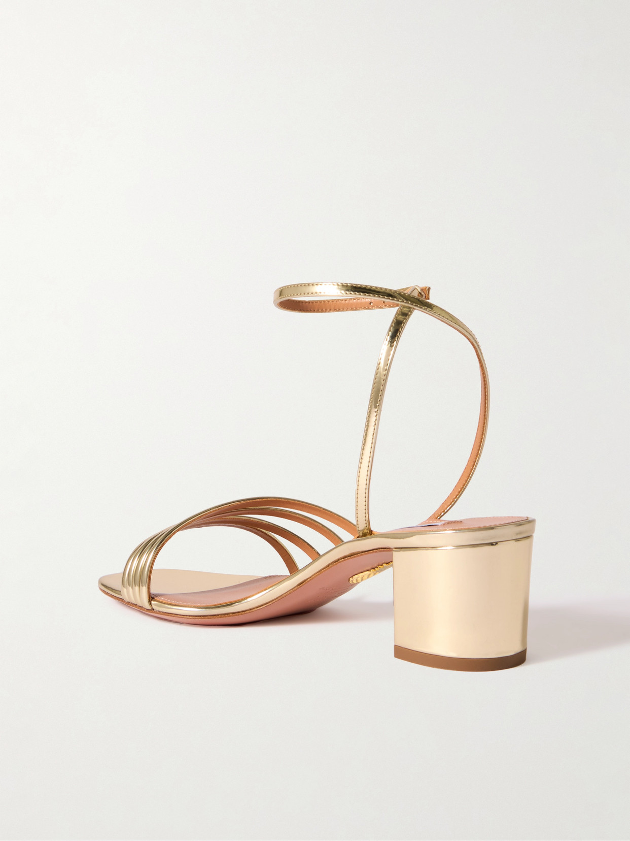 Aquazzura Latour 50mm Metallic Leather Sandals In Gold