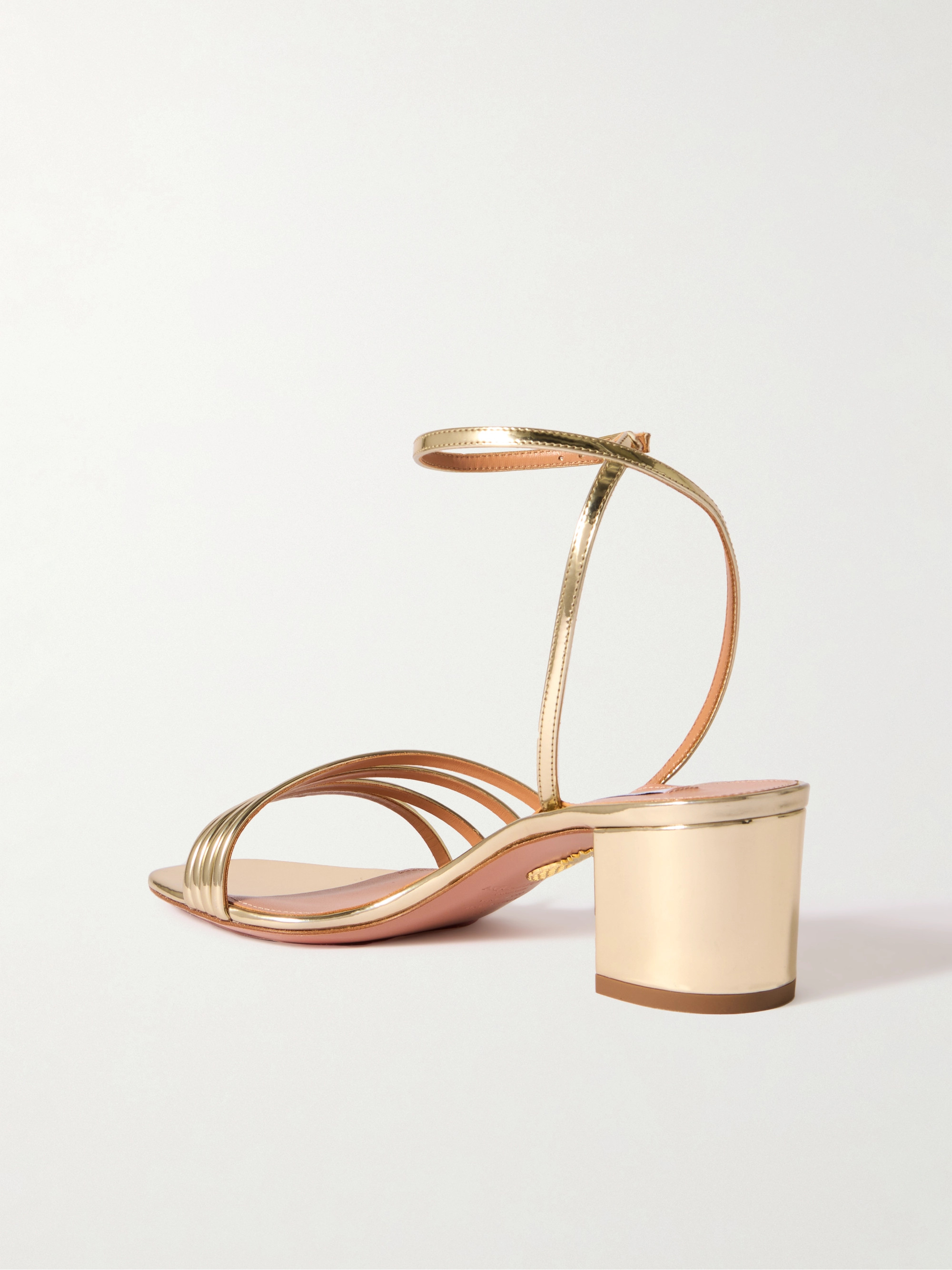 AQUAZZURA Latour 50mm metallic leather sandals thumbnail