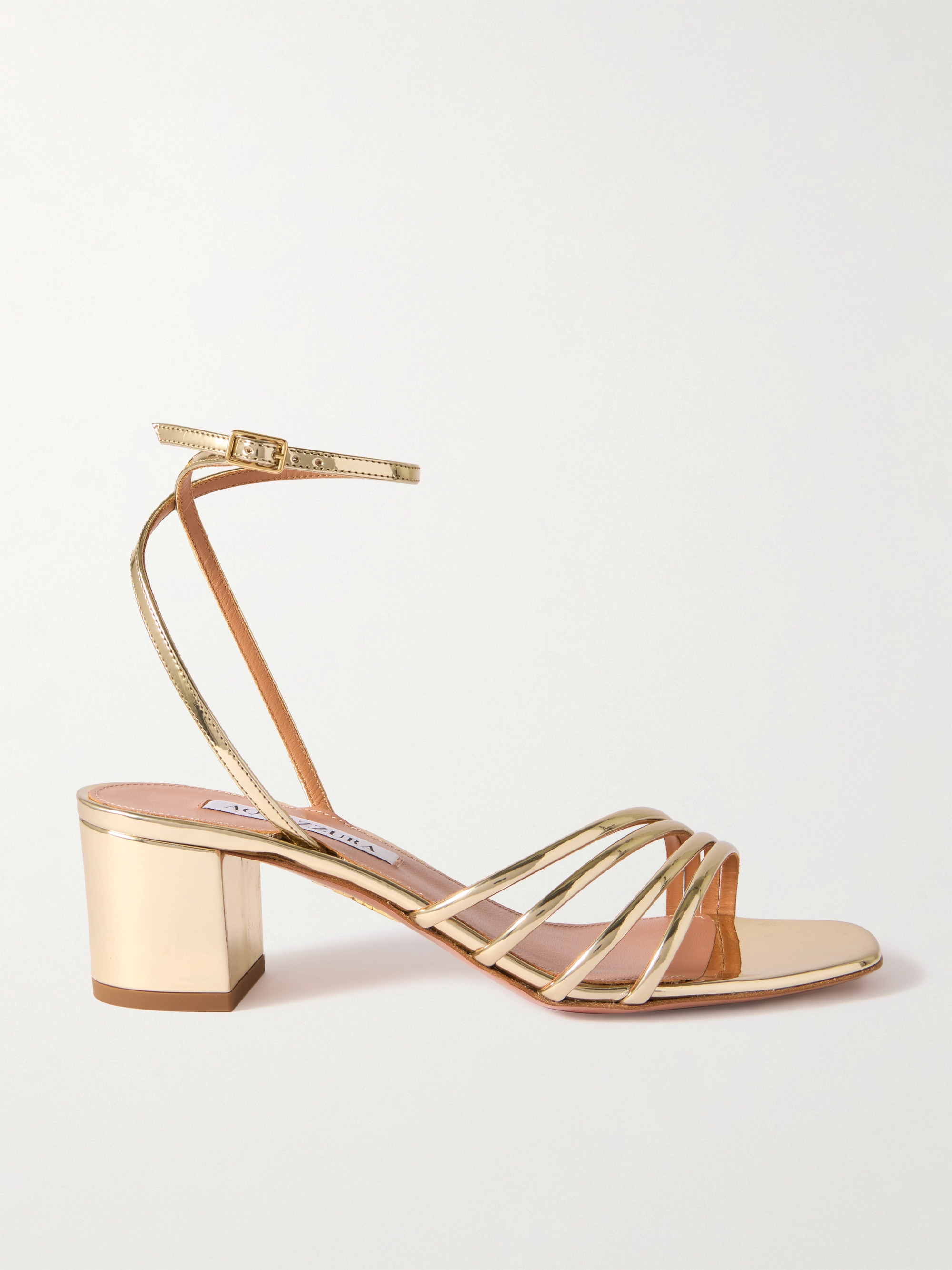 AQUAZZURA Latour 50mm metallic leather sandals