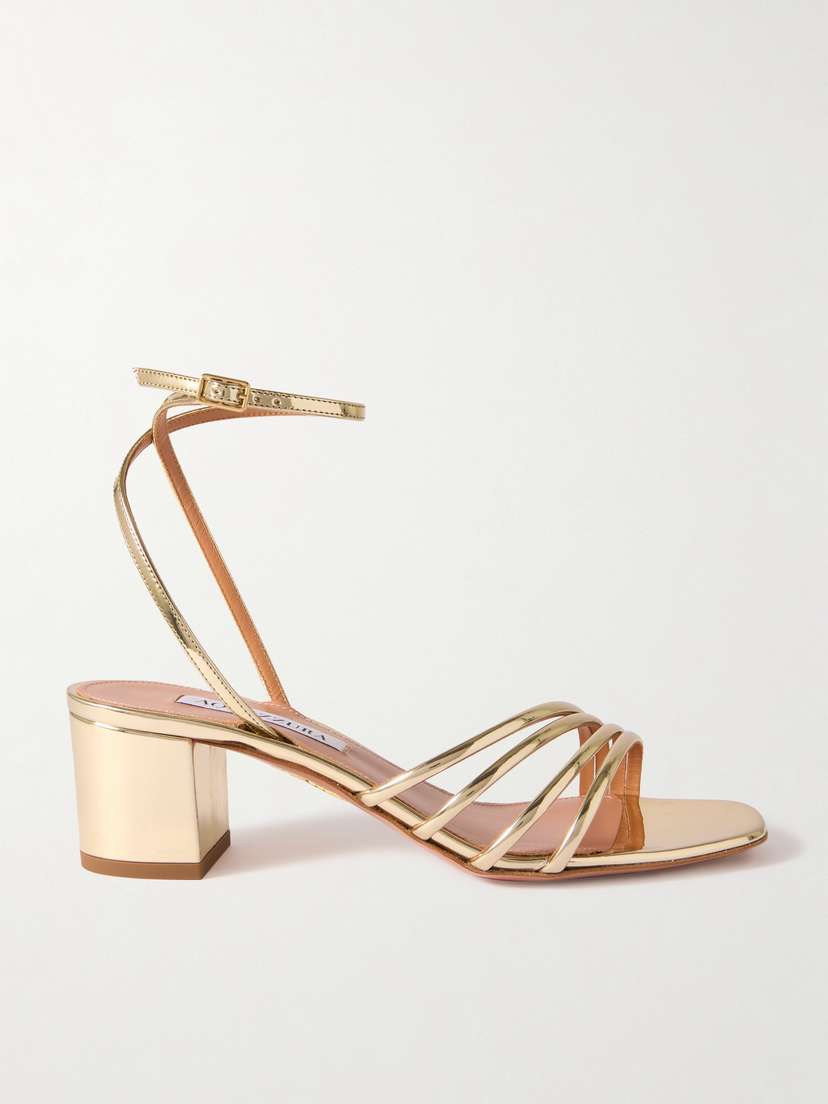 Aquazzura Latour 50mm Metallic Leather Sandals