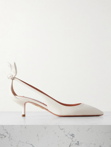 AQUAZZURA Bow Tie 50 leather pumps