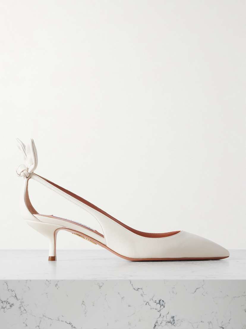 Aquazzura Bow Tie 50 Leather Pumps