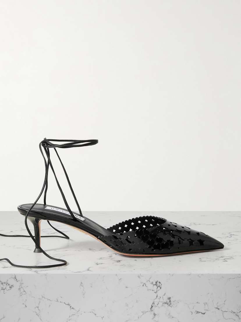 Aquazzura Amourose 50 Cutout Patent-leather Point-toe Pumps