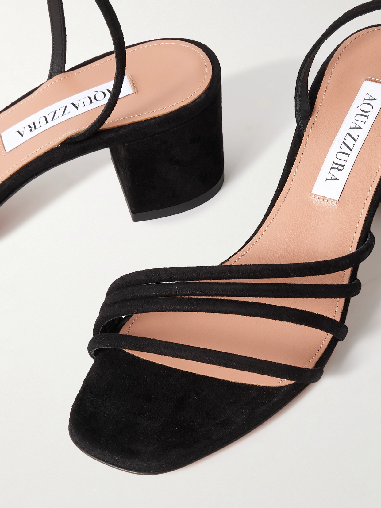 Aquazzura Latour 50 Suede Sandals In Black