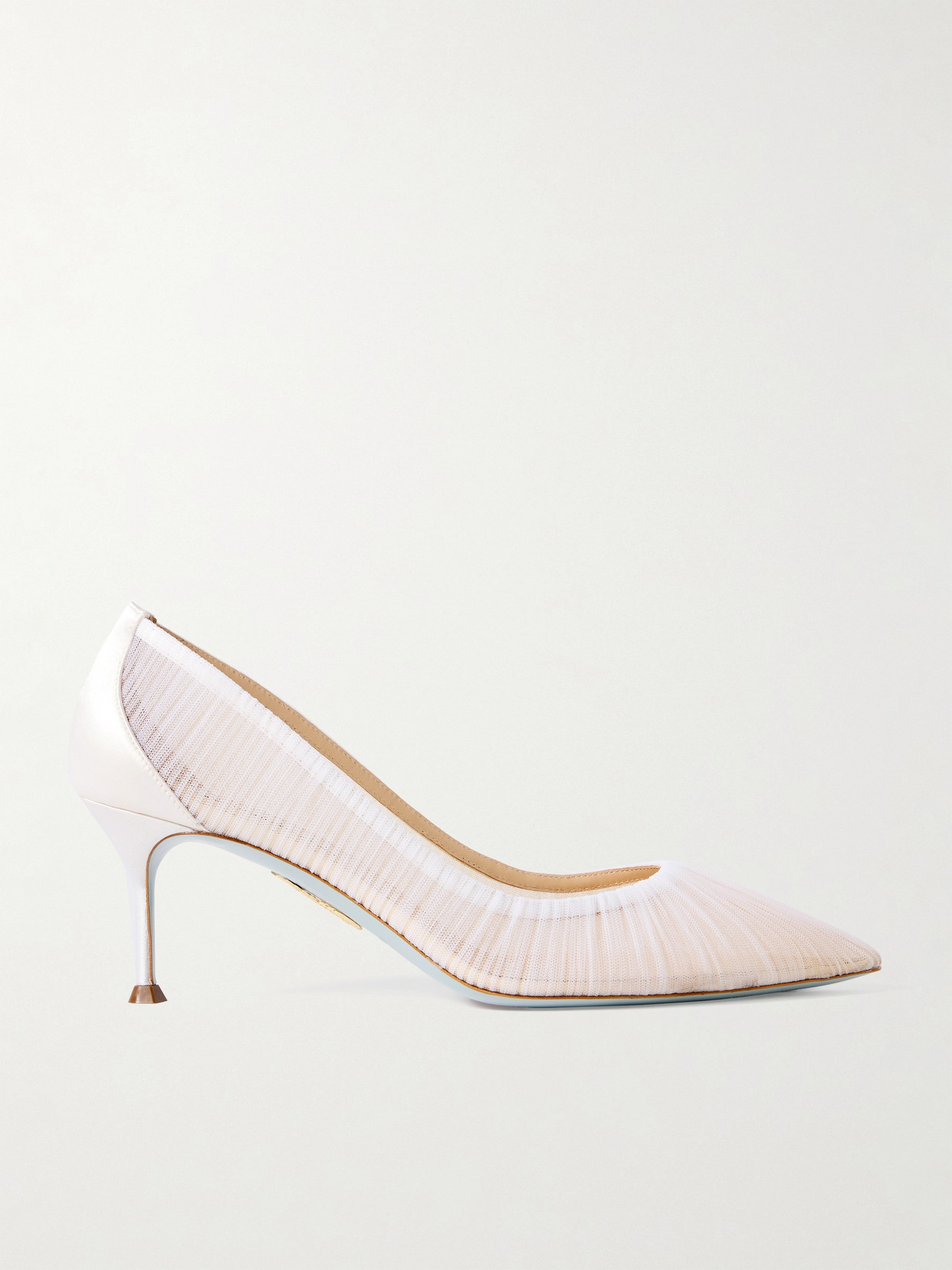 Aquazzura 65 Satin-trimmed Ruched Tulle Point-toe Pumps In White