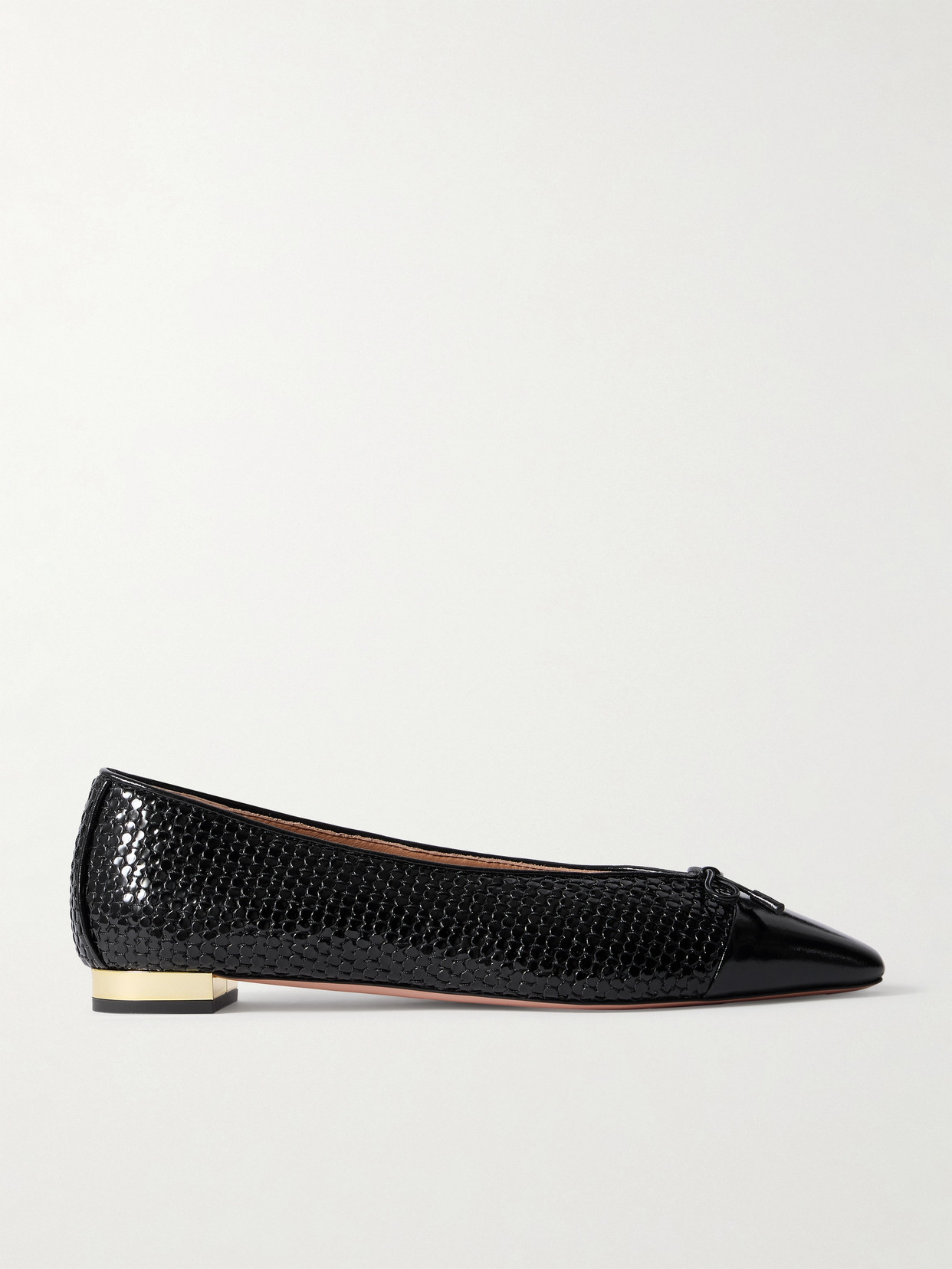 AQUAZZURA GIOIA TEXTURED GLOSSED-LEATHER BALLET FLATS