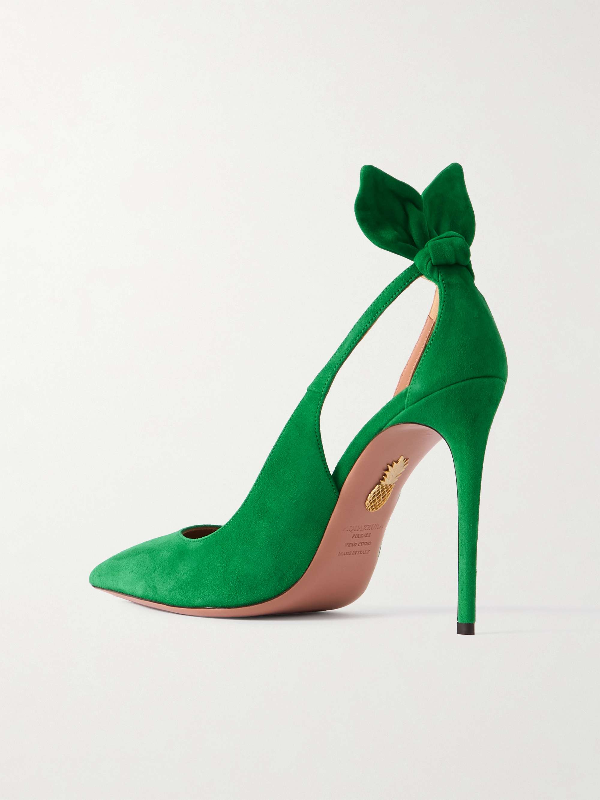 AQUAZZURA Bow Tie 105 suede pumps