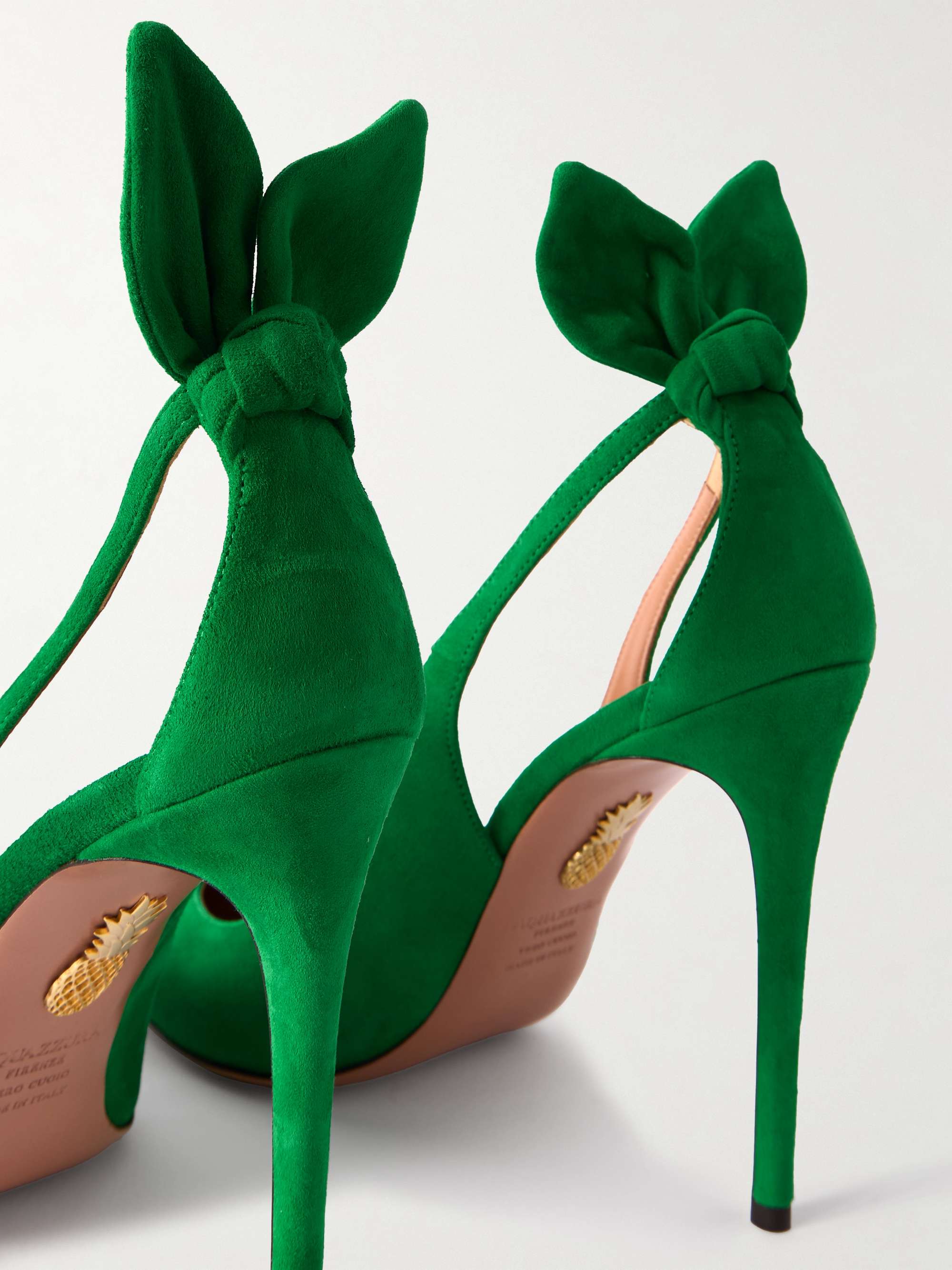 AQUAZZURA Bow Tie 105 suede pumps