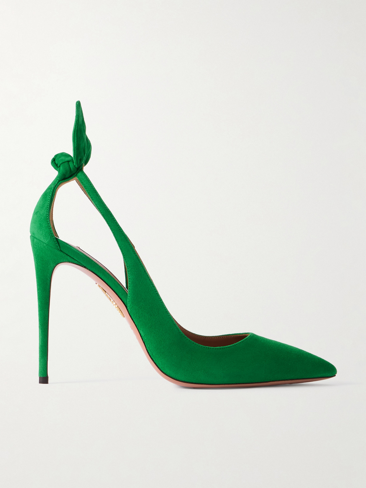 Aquazzura - Bow Tie 105 Suede Pumps - Green