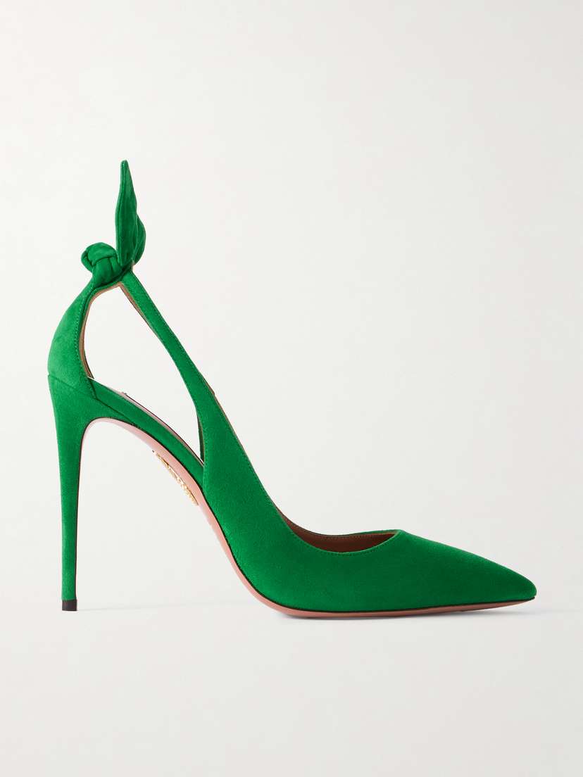 Aquazzura Bow Tie 105 Suede Pumps
