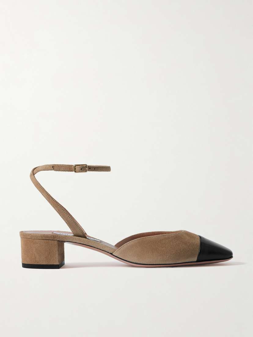 Aquazzura French Flirt 35 Leather-trimmed Suede Mary Jane Pumps