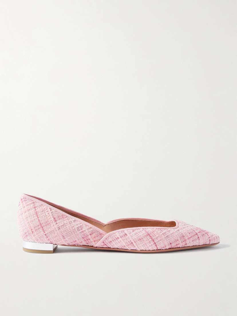 Aquazzura Maia Grosgrain-trimmed Tweed Ballet Flats