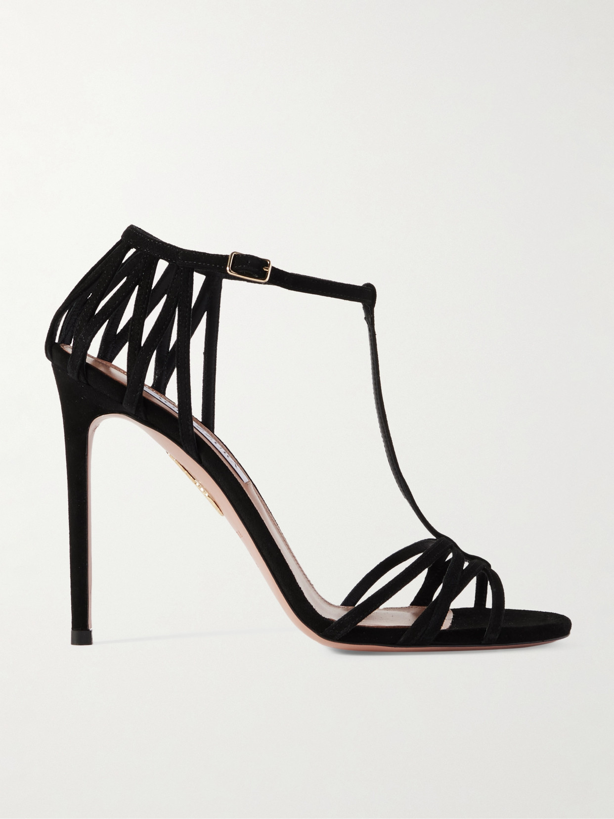Aquazzura Forever More 105 Suede Sandal Black Color In Black