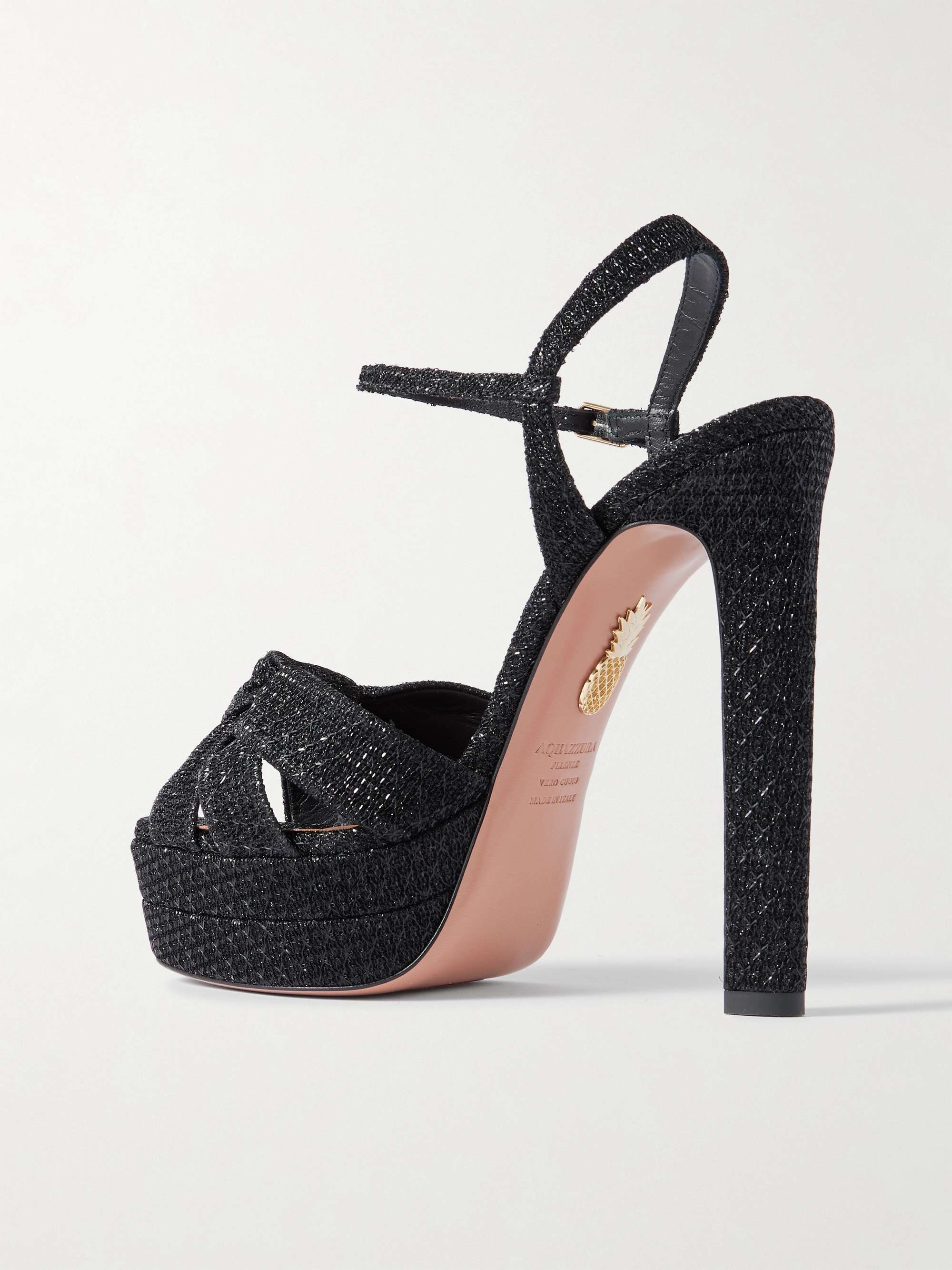 AQUAZZURA Nina Plateau 130 メタリック織地 プラットフォーム