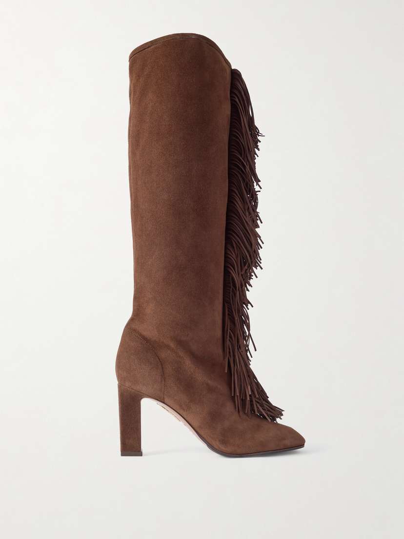 Aquazzura Gytane 85 Fringed Suede Boots
