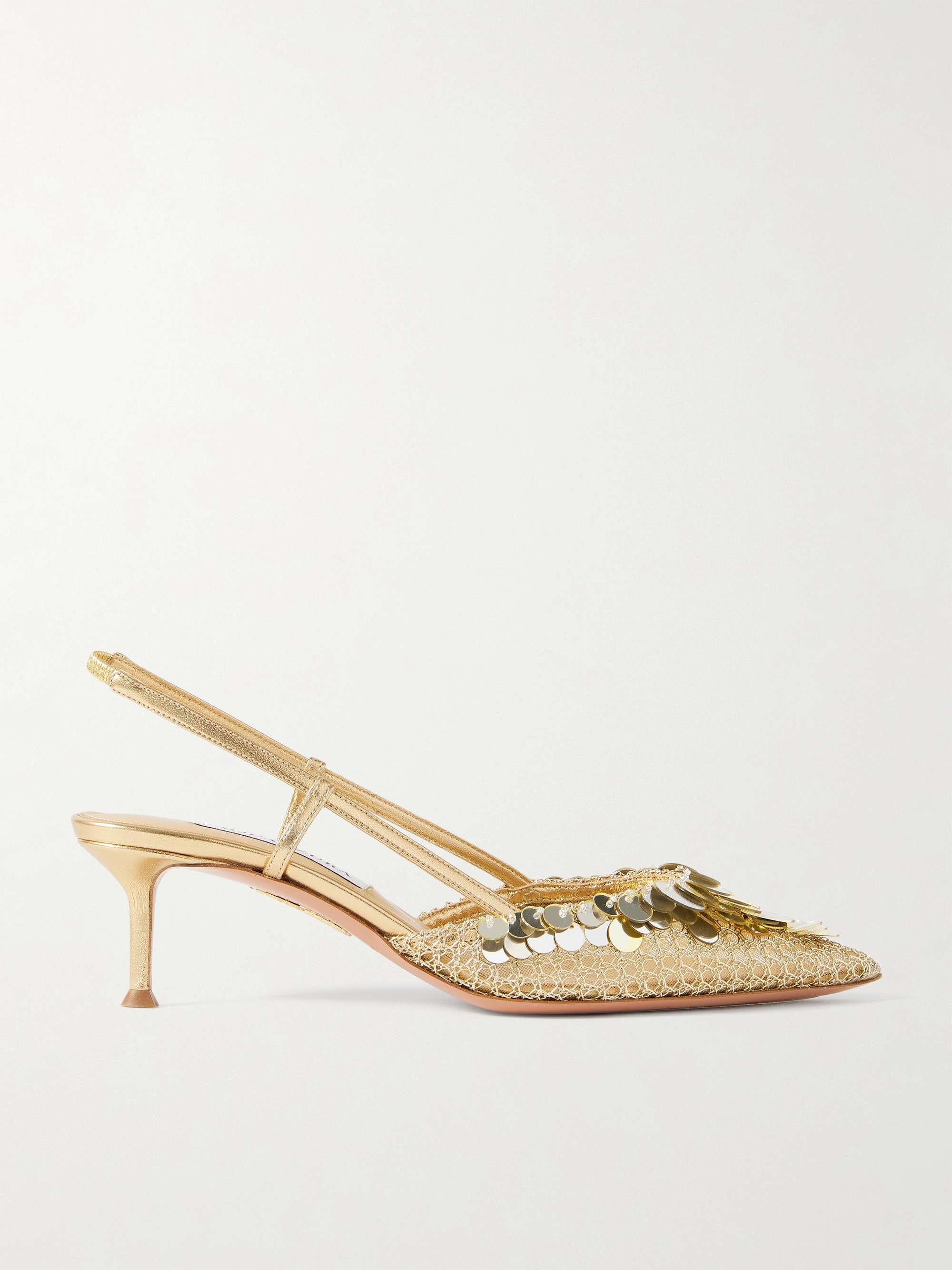 AQUAZZURA Can Can 50 embellished tulle and metallic woven