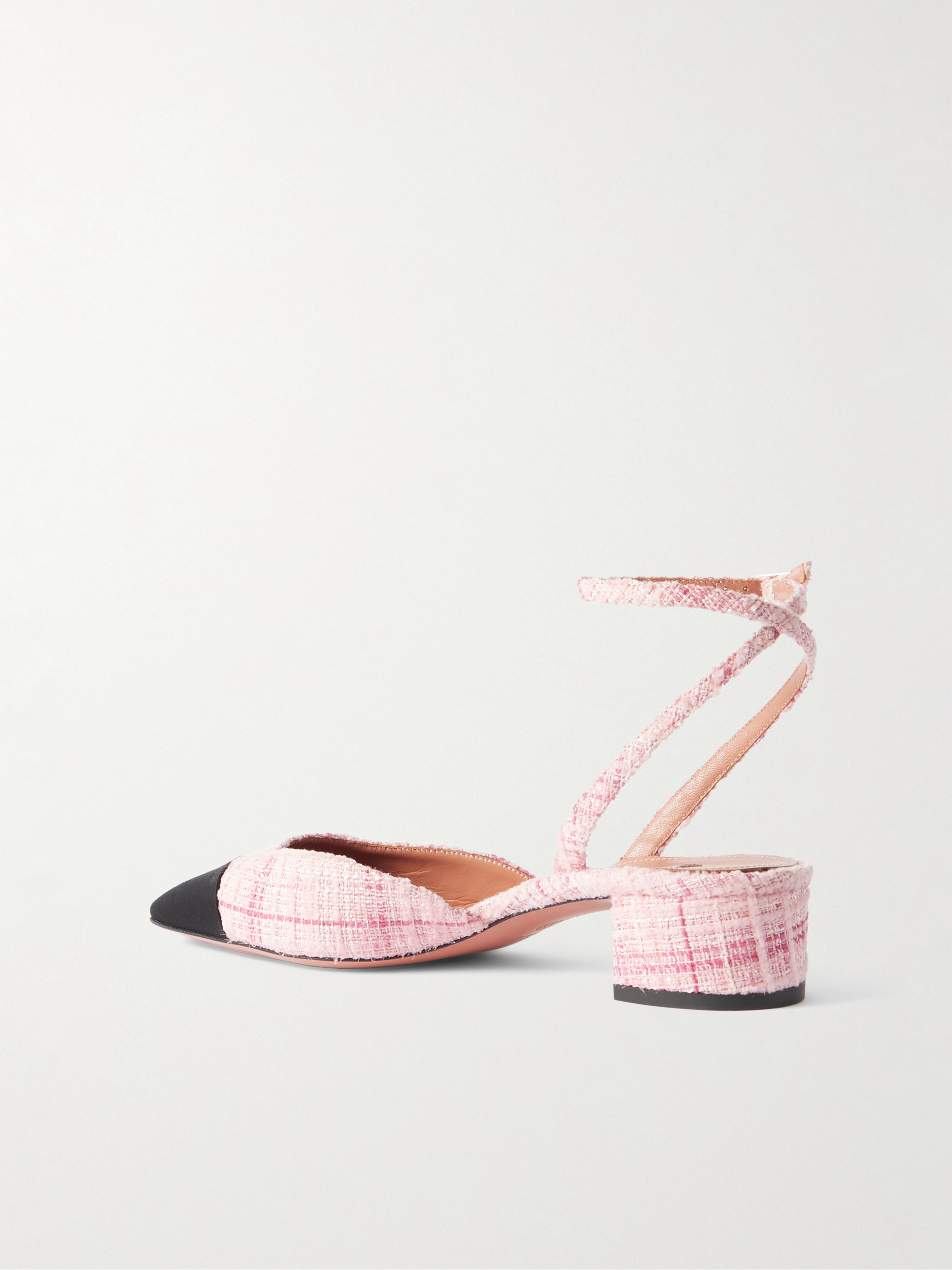 AQUAZZURA - French Flirt 35 grosgrain-trimmed tweed Mary Jane