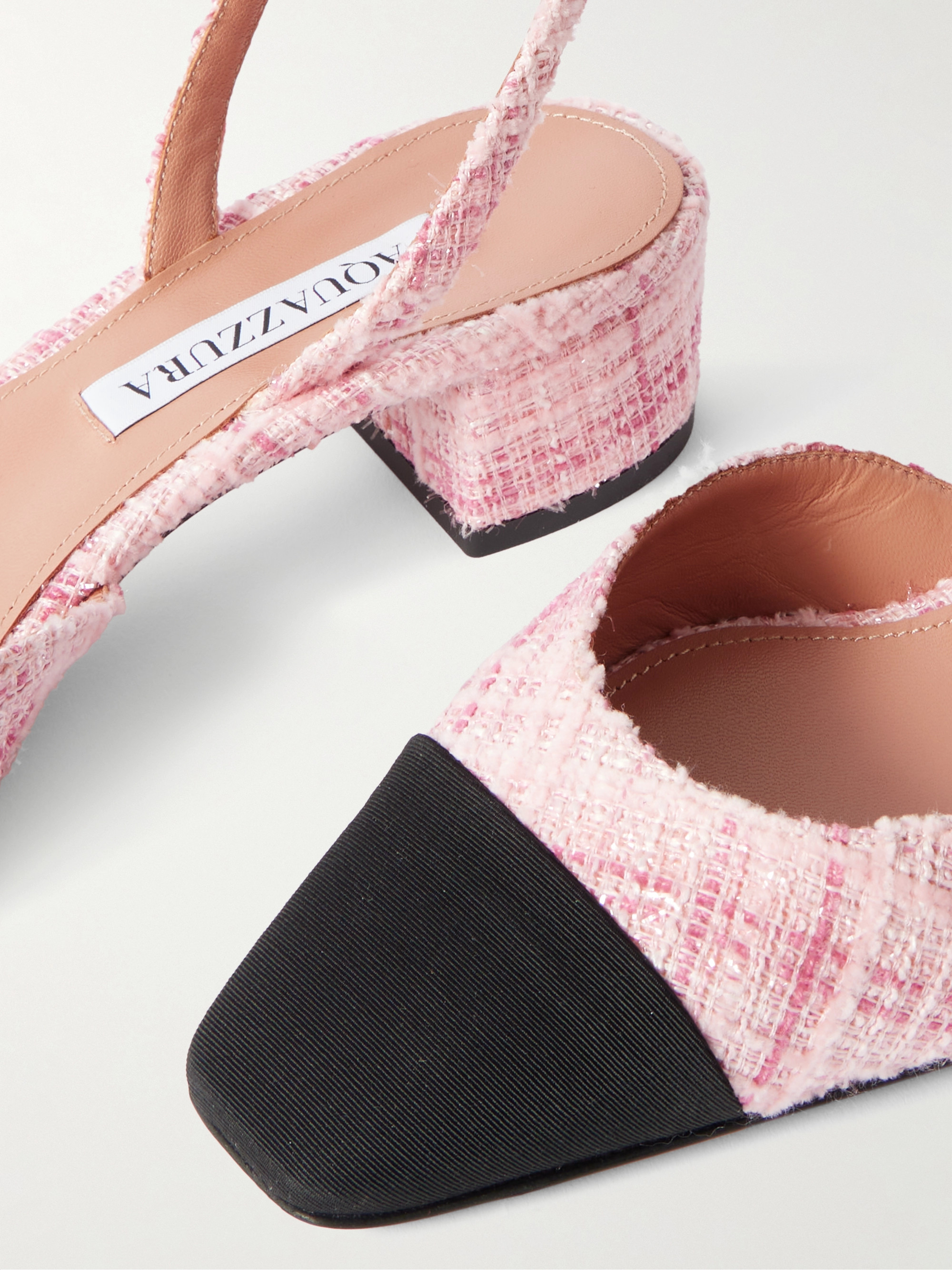 AQUAZZURA - French Flirt 35 grosgrain-trimmed tweed Mary Jane