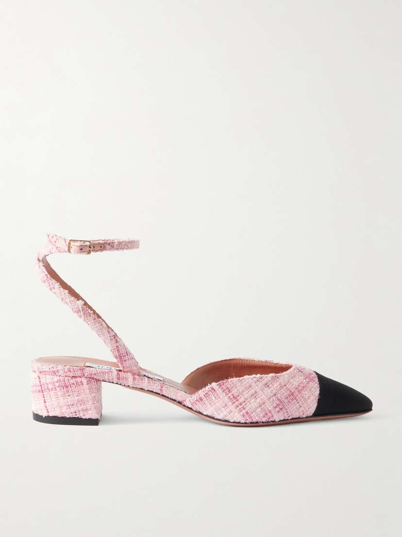 Aquazzura French Flirt 35 Grosgrain-trimmed Tweed Mary Jane Pumps