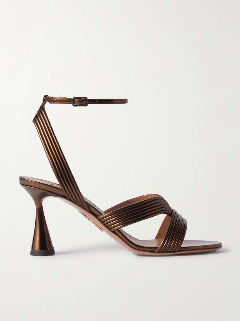 Aquazzura Daryl 75 Metallic Leather Sandals