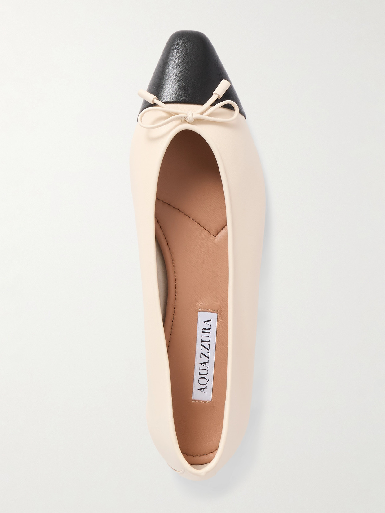 Aquazzura Leather Gioia Ballet Flats In Cream