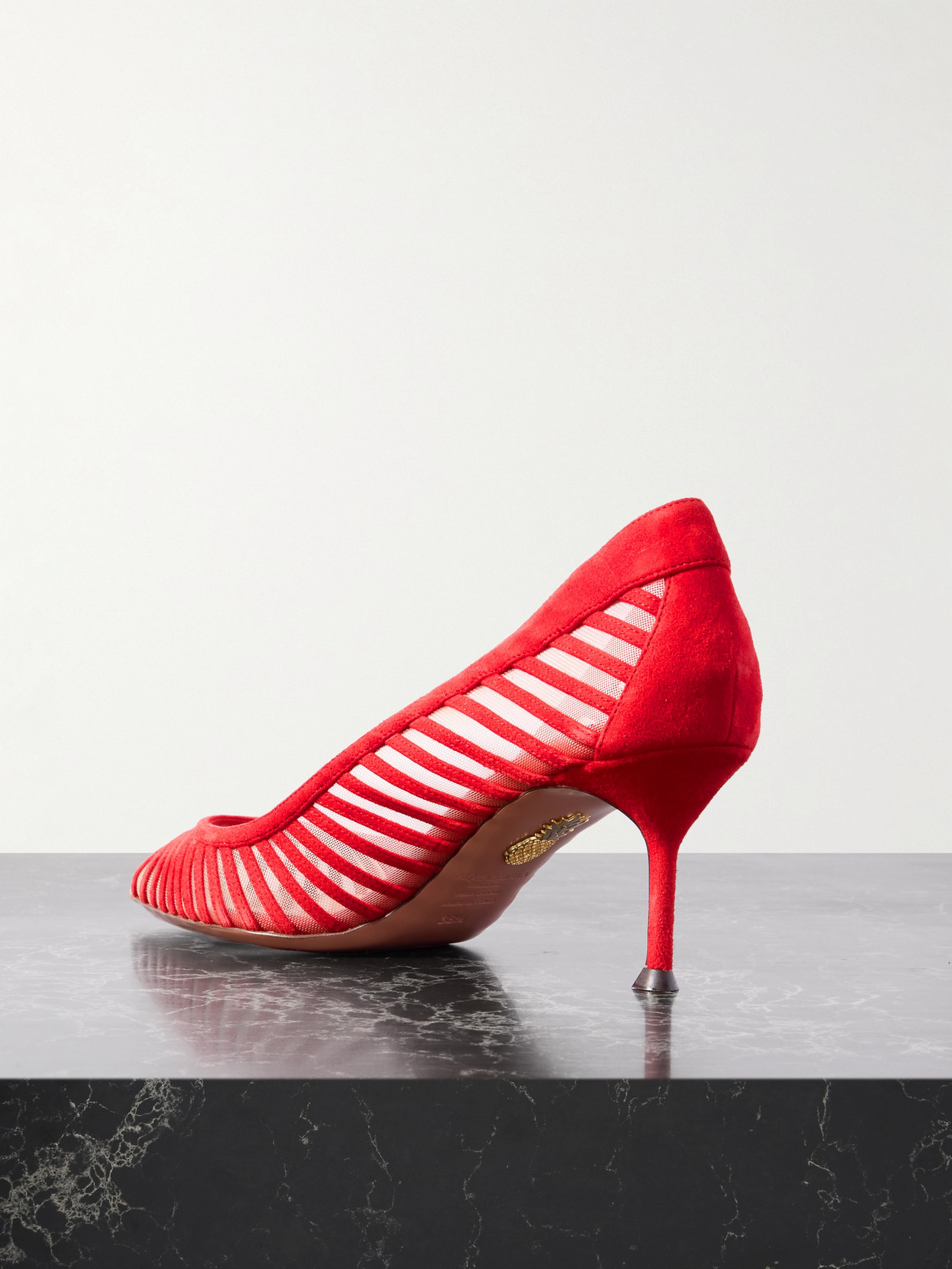 Aquazzura Passions 65 Suede And Mesh Pumps In Red