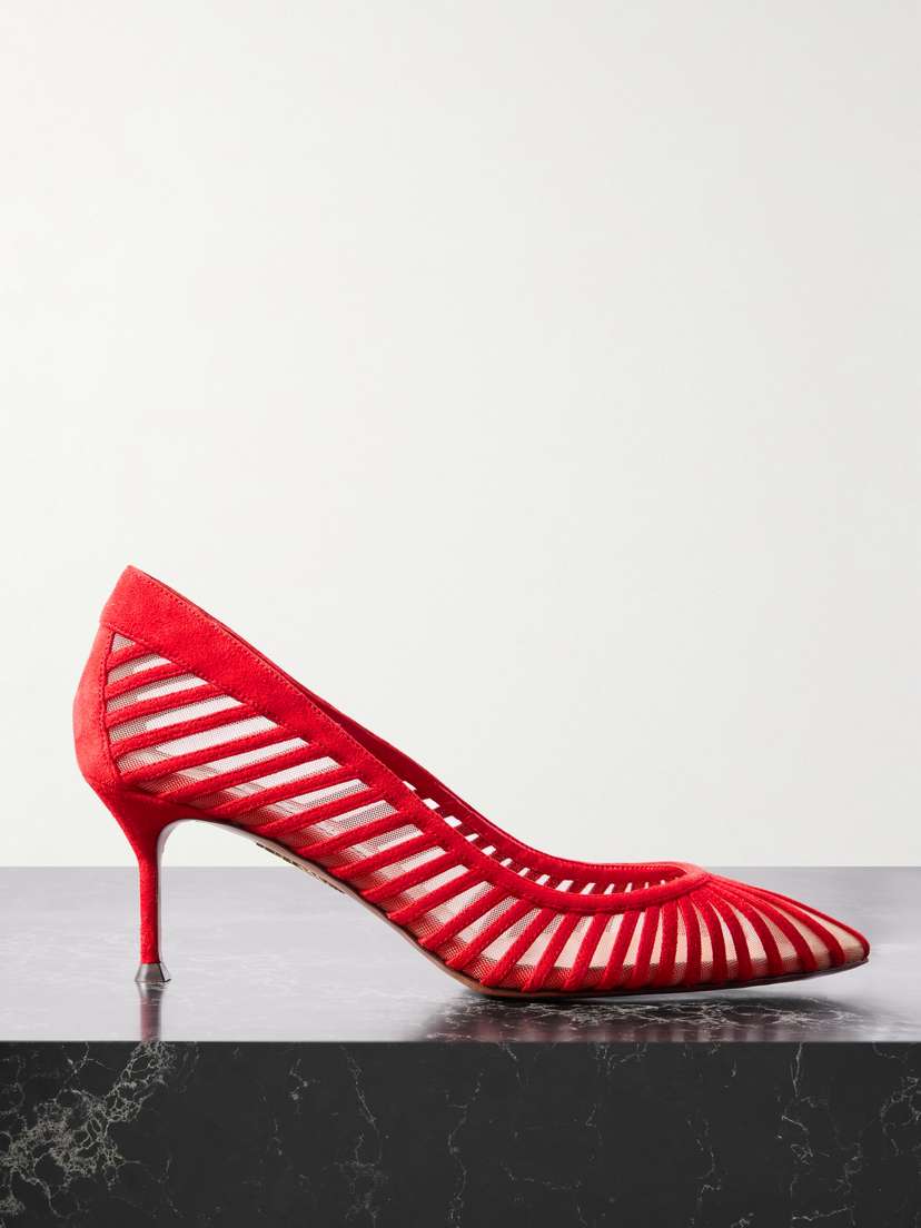 Aquazzura Passions 65 Suede And Mesh Pumps