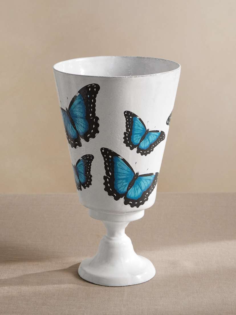 Astier De Villatte + John Derian Blue Butterflies Printed Ceramic Vase