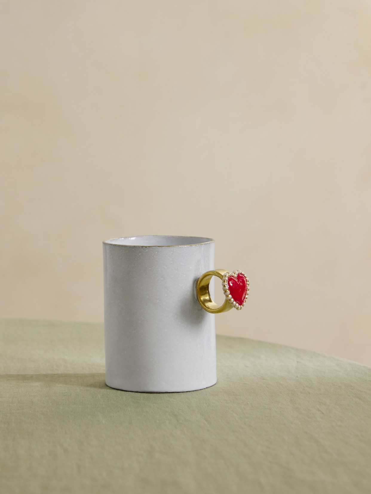 Astier De Villatte + Serena Carone Heart Ring Ceramic Cup In White