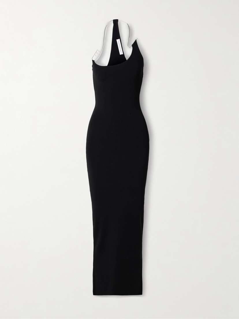 Christopher Esber Levitate Strapless Embellished Ribbed-knit Maxi Dress