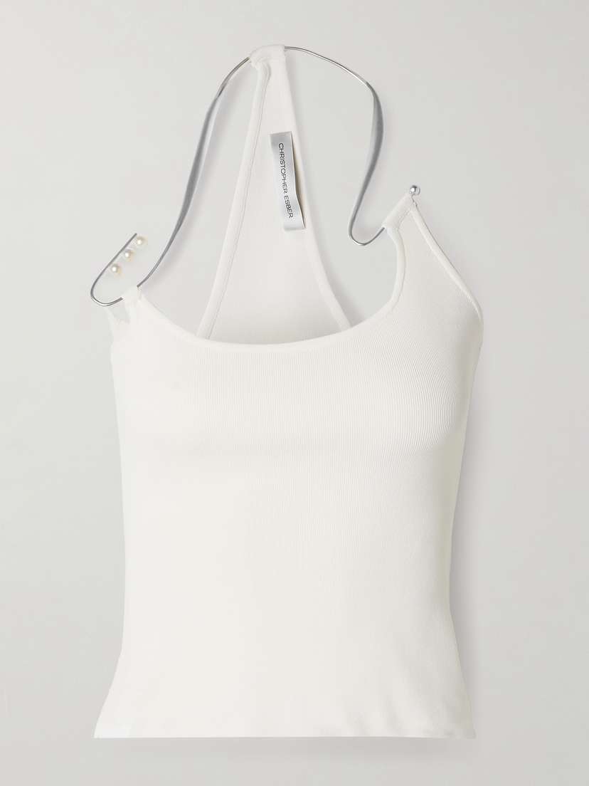 Christopher Esber Levitate Embellished Ribbed Stretch-knit Tank