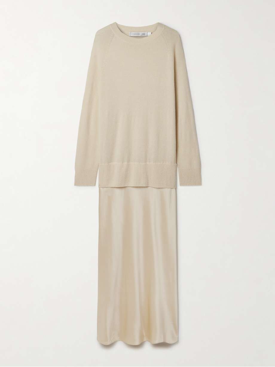 monument cashmere and silk-satin maxi dress