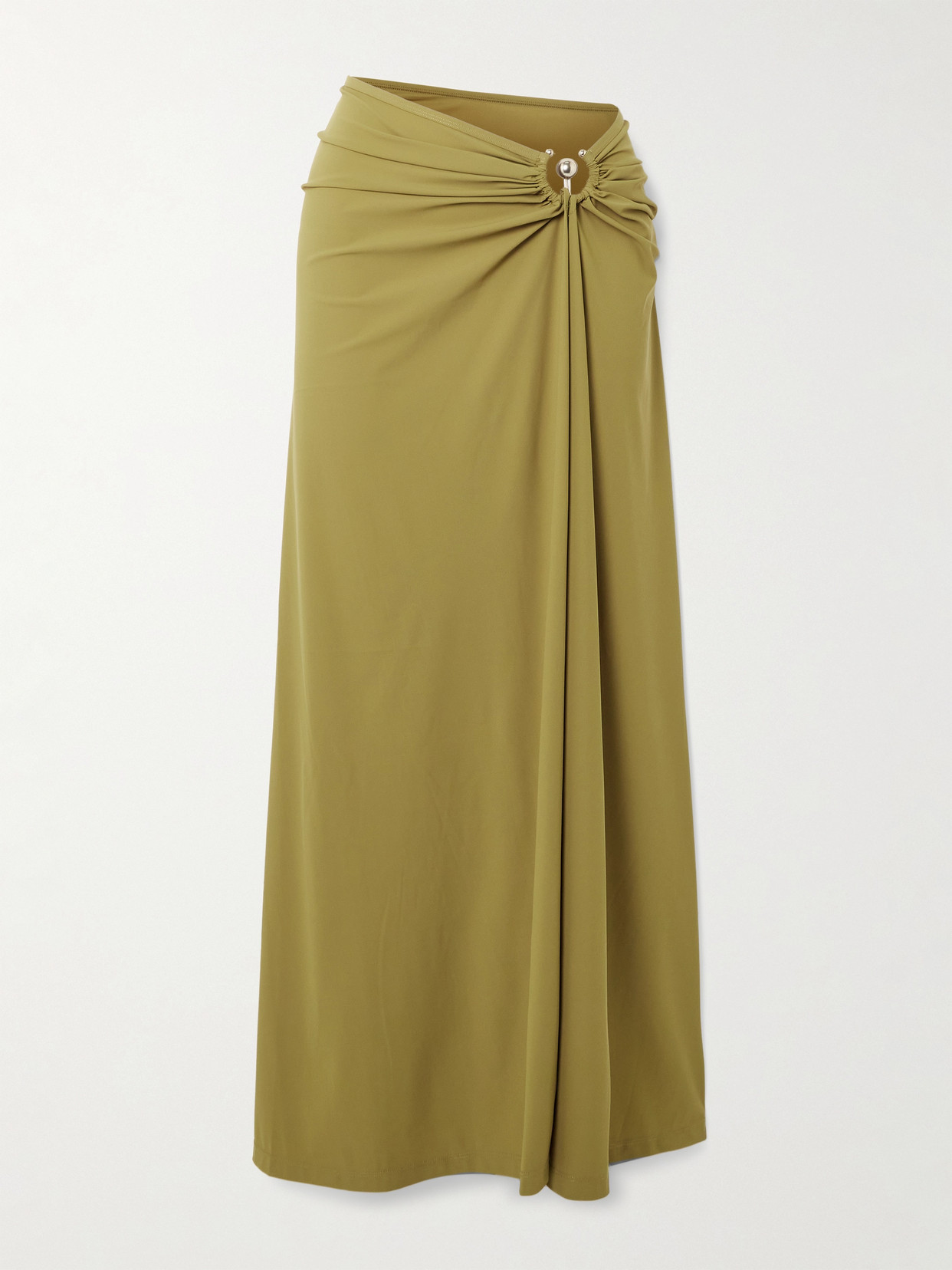 Christopher Esber - Orbit Embellished Ruched Stretch-jersey Maxi Skirt - Green