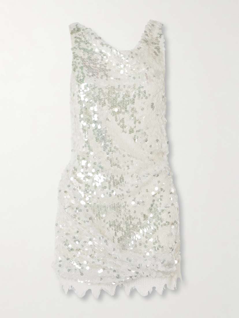 Christopher Esber Cotton-blend Lace-trimmed Sequined Mesh Mini Dress