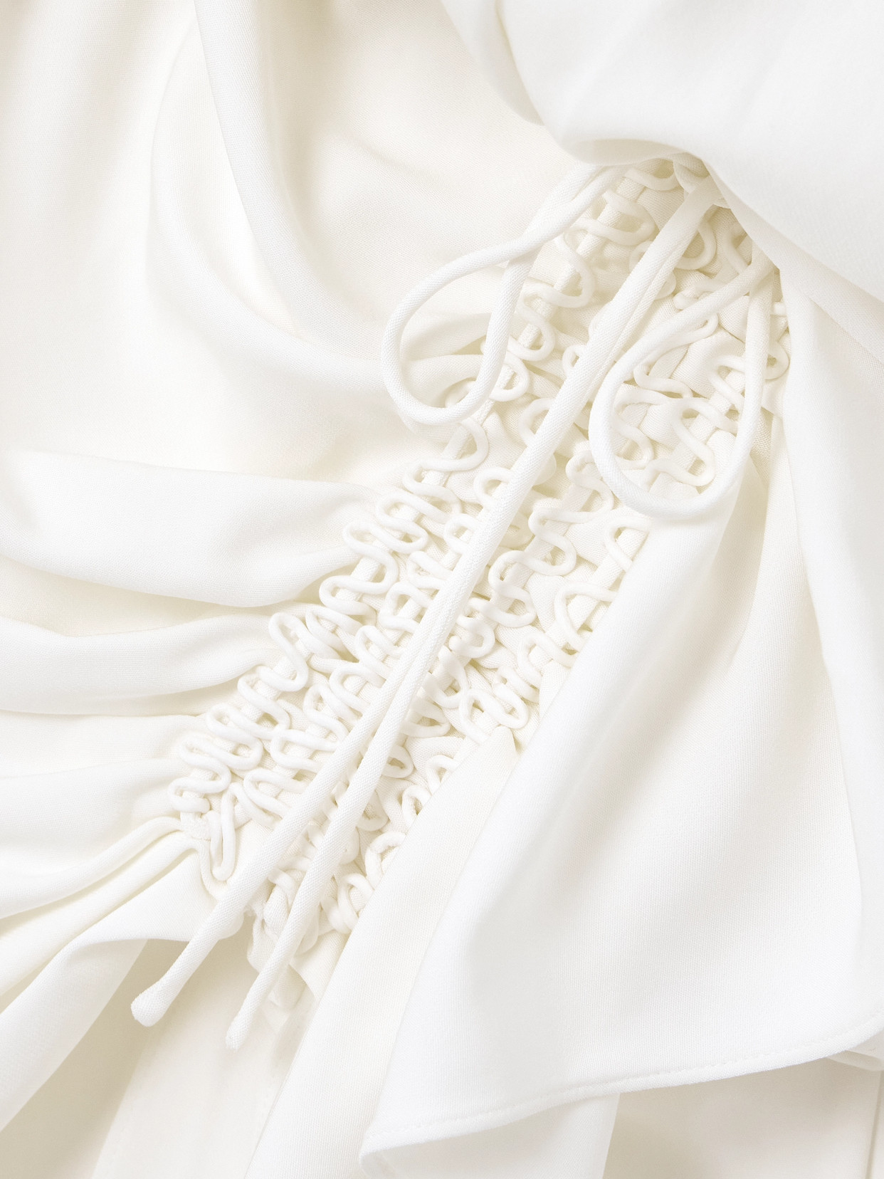 Christopher Esber Cadence Ruched Ruffled Crepe Maxi Dress In White