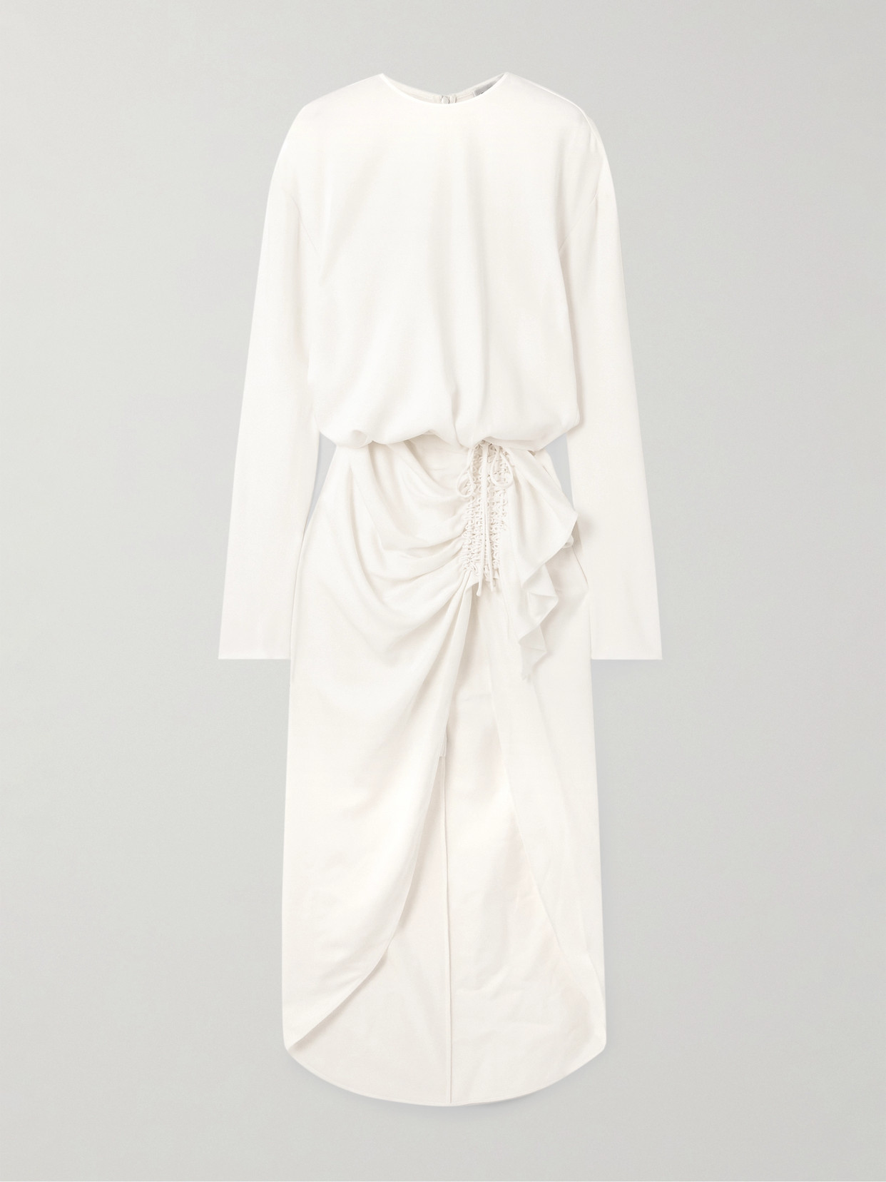 Christopher Esber - Cadence Ruched Ruffled Crepe Maxi Dress - White