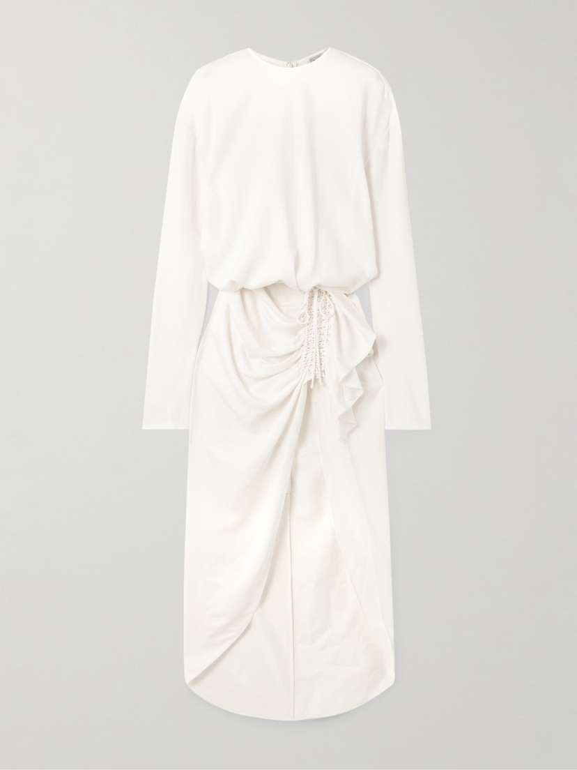 Christopher Esber Cadence Ruched Ruffled Crepe Maxi Dress