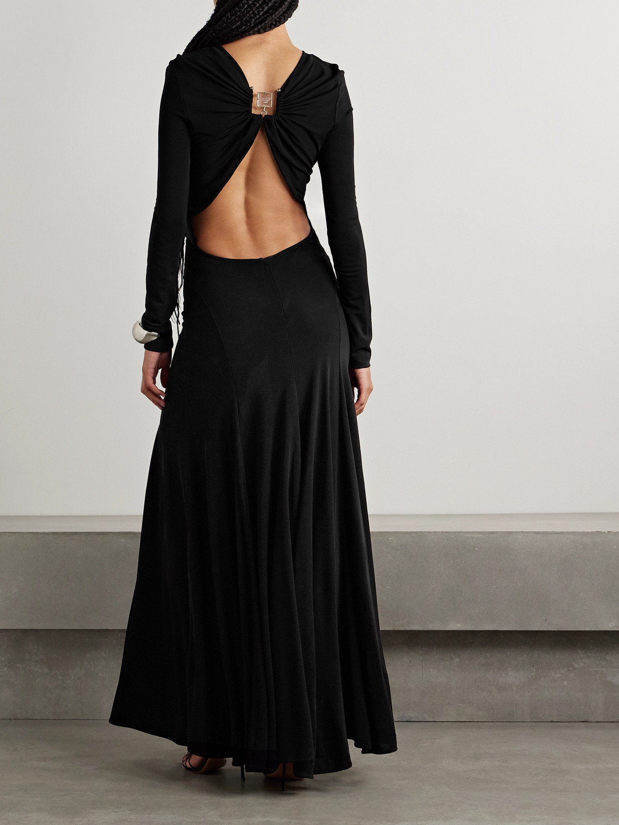 Christopher Esber Maico Embellished Open-back Stretch-jersey Gown In Black