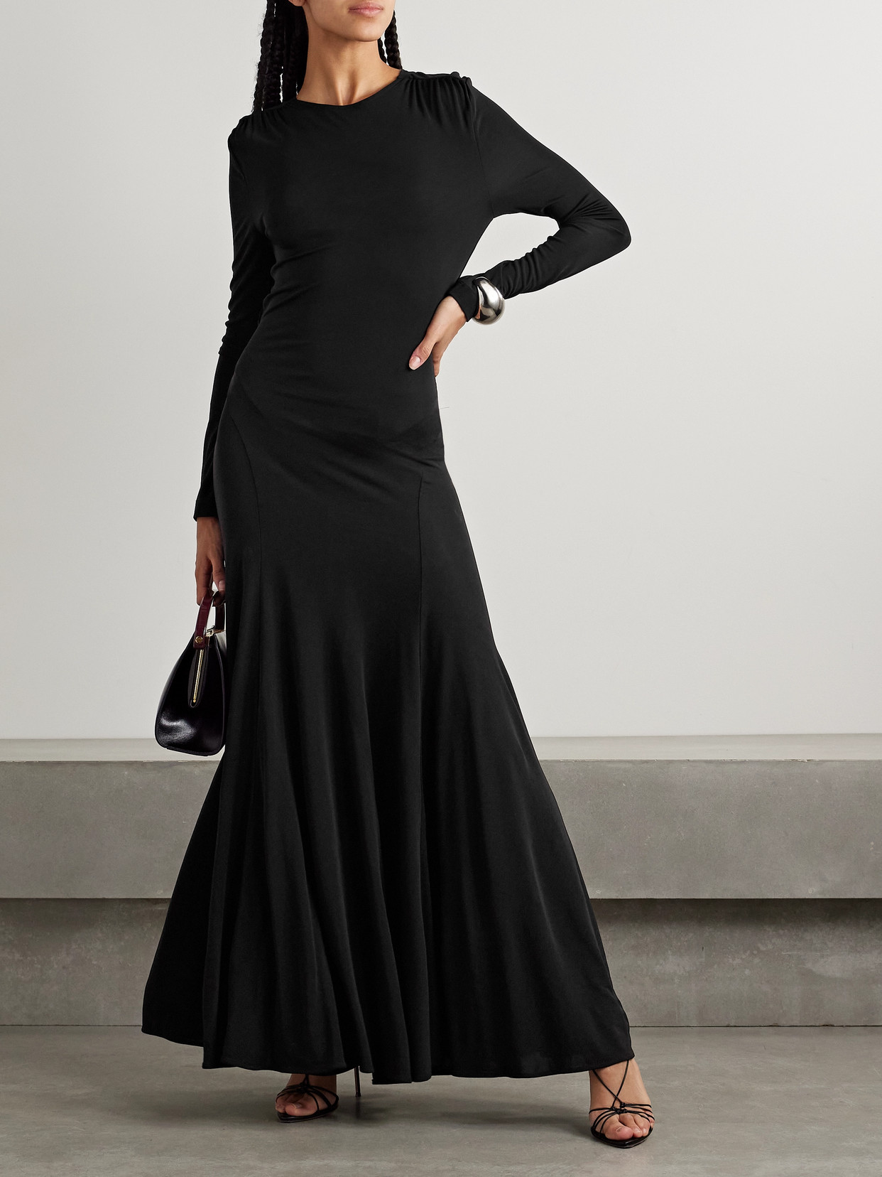 Christopher Esber Maico Embellished Open-back Stretch-jersey Gown In Black
