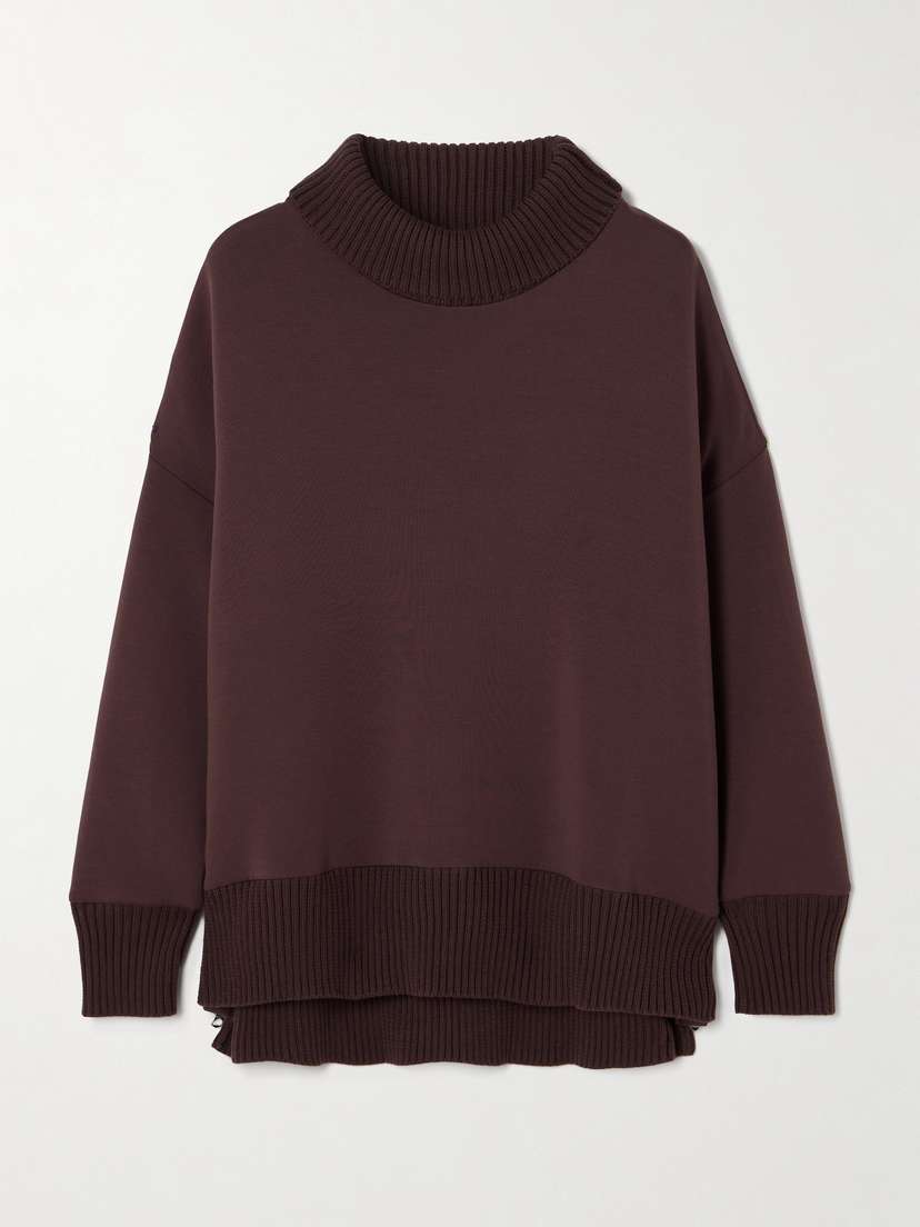Varley Barker Oversized Zip-detailed Cotton Turtleneck Sweater