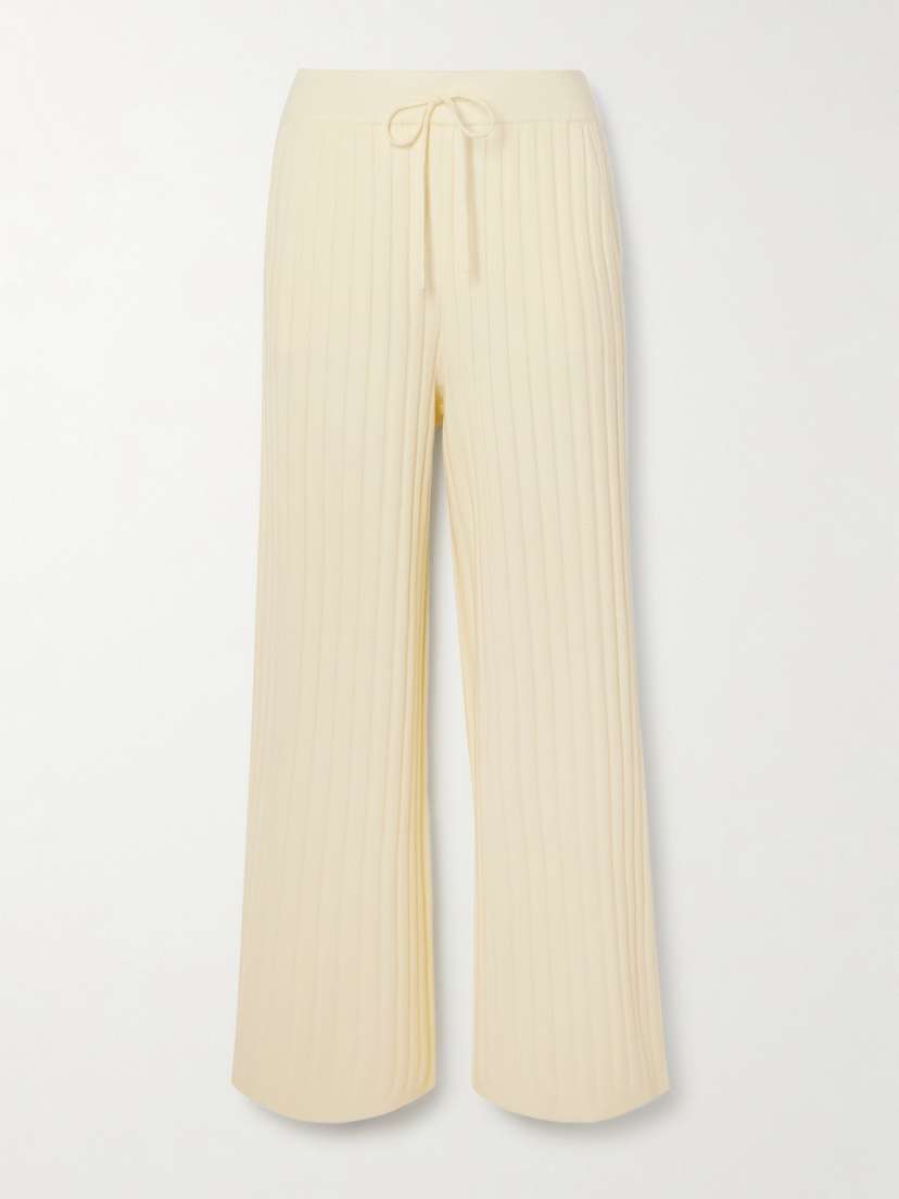 Varley Simeon Ribbed-knit Wide-leg Pants