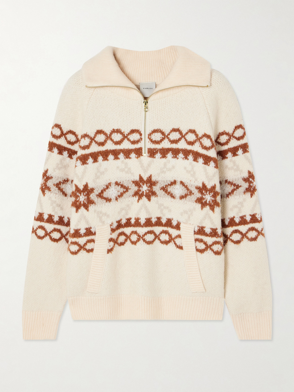 Varley Cai Fairisle Half Zip Sweatshirt In Cream