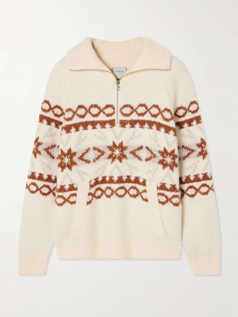 Varley Cai Fair Isle Intarsia-knit Half-zip Sweater