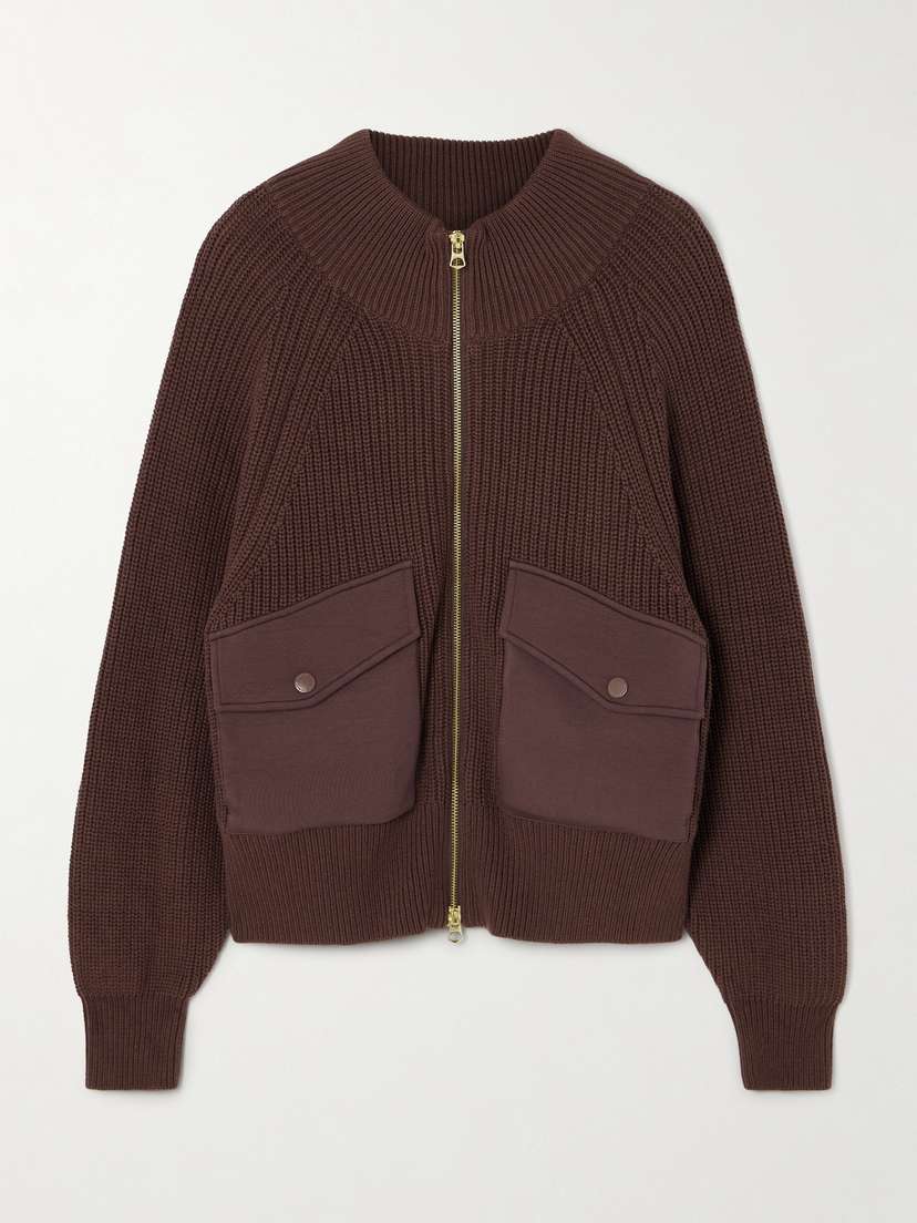 Varley Tessa Doublesoft®-trimmed Ribbed Cotton-blend Cardigan